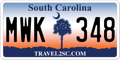 SC license plate MWK348
