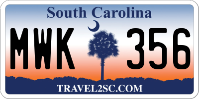 SC license plate MWK356