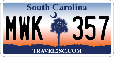 SC license plate MWK357
