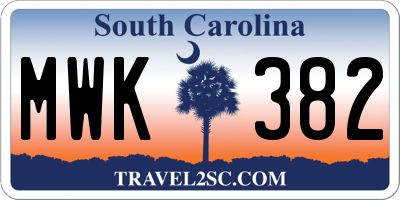 SC license plate MWK382