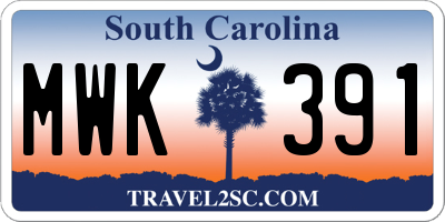 SC license plate MWK391