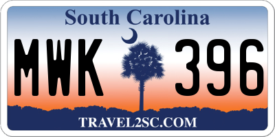 SC license plate MWK396