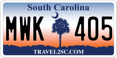 SC license plate MWK405