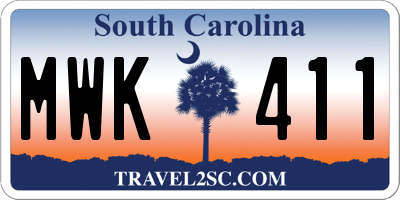 SC license plate MWK411