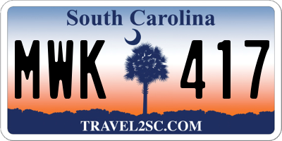 SC license plate MWK417