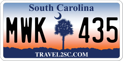SC license plate MWK435