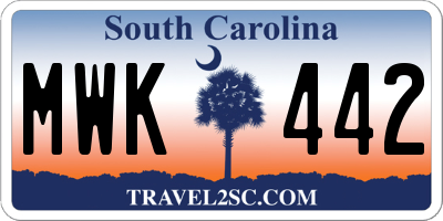 SC license plate MWK442