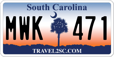 SC license plate MWK471