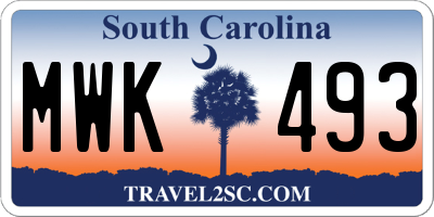 SC license plate MWK493