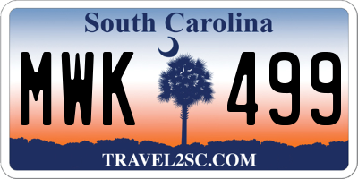 SC license plate MWK499