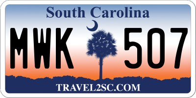 SC license plate MWK507