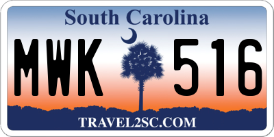 SC license plate MWK516