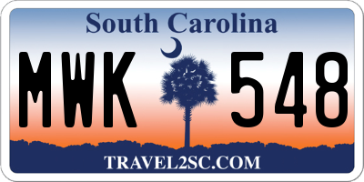 SC license plate MWK548