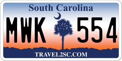 SC license plate MWK554