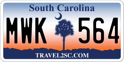 SC license plate MWK564