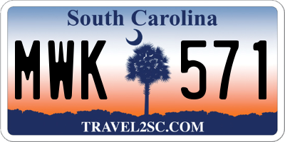 SC license plate MWK571