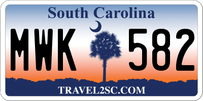 SC license plate MWK582