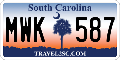 SC license plate MWK587