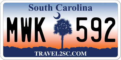 SC license plate MWK592