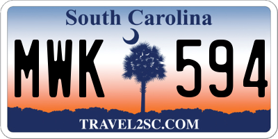 SC license plate MWK594