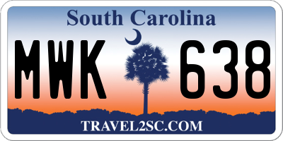 SC license plate MWK638