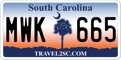 SC license plate MWK665