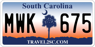 SC license plate MWK675