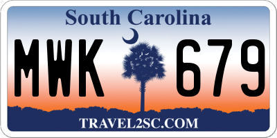 SC license plate MWK679