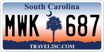 SC license plate MWK687