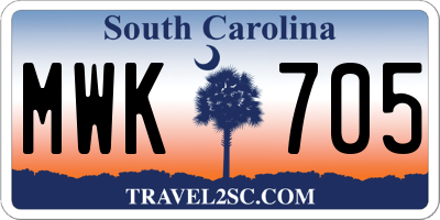 SC license plate MWK705