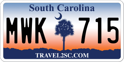 SC license plate MWK715