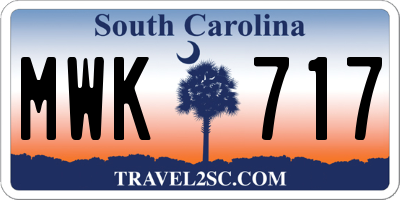SC license plate MWK717