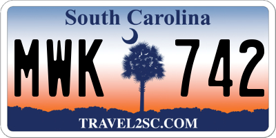 SC license plate MWK742