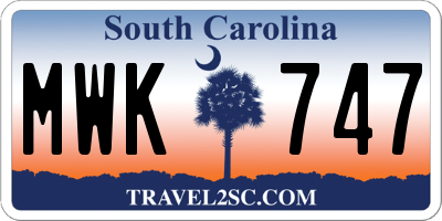 SC license plate MWK747