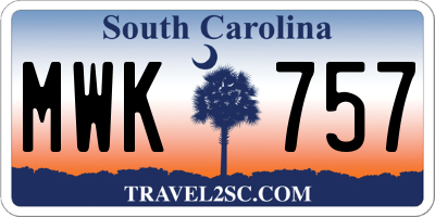 SC license plate MWK757