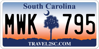 SC license plate MWK795