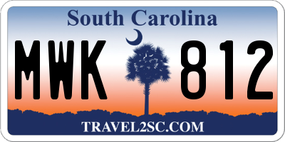 SC license plate MWK812