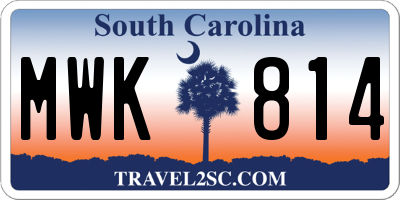 SC license plate MWK814