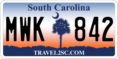SC license plate MWK842