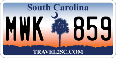 SC license plate MWK859