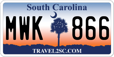 SC license plate MWK866