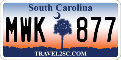 SC license plate MWK877
