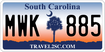 SC license plate MWK885