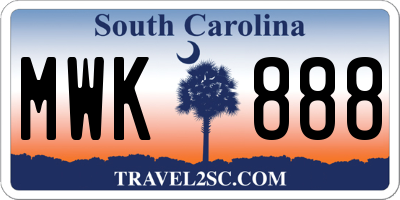 SC license plate MWK888