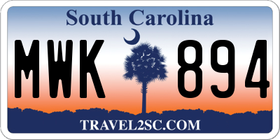 SC license plate MWK894