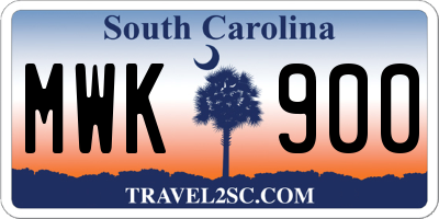 SC license plate MWK900