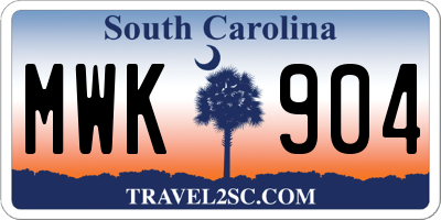 SC license plate MWK904