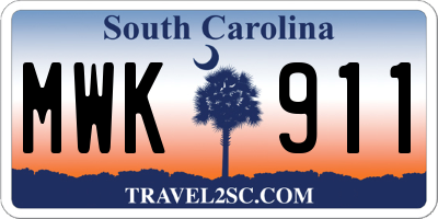 SC license plate MWK911