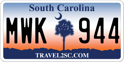 SC license plate MWK944