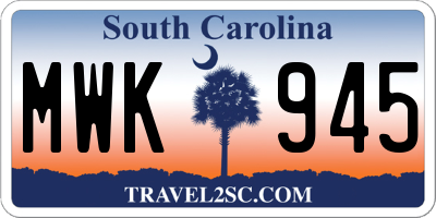 SC license plate MWK945